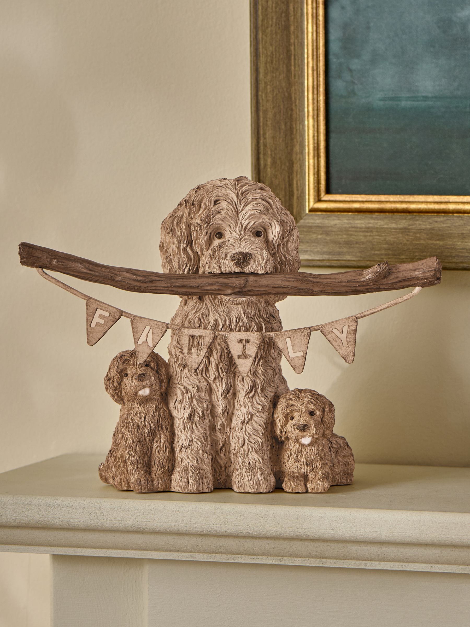 Natural Small Louis The Labradoodle Resin Dog Ornament