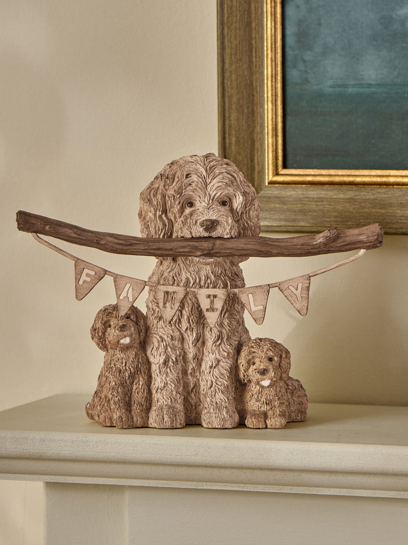 Natural Small Louis The Labradoodle Resin Dog Ornament