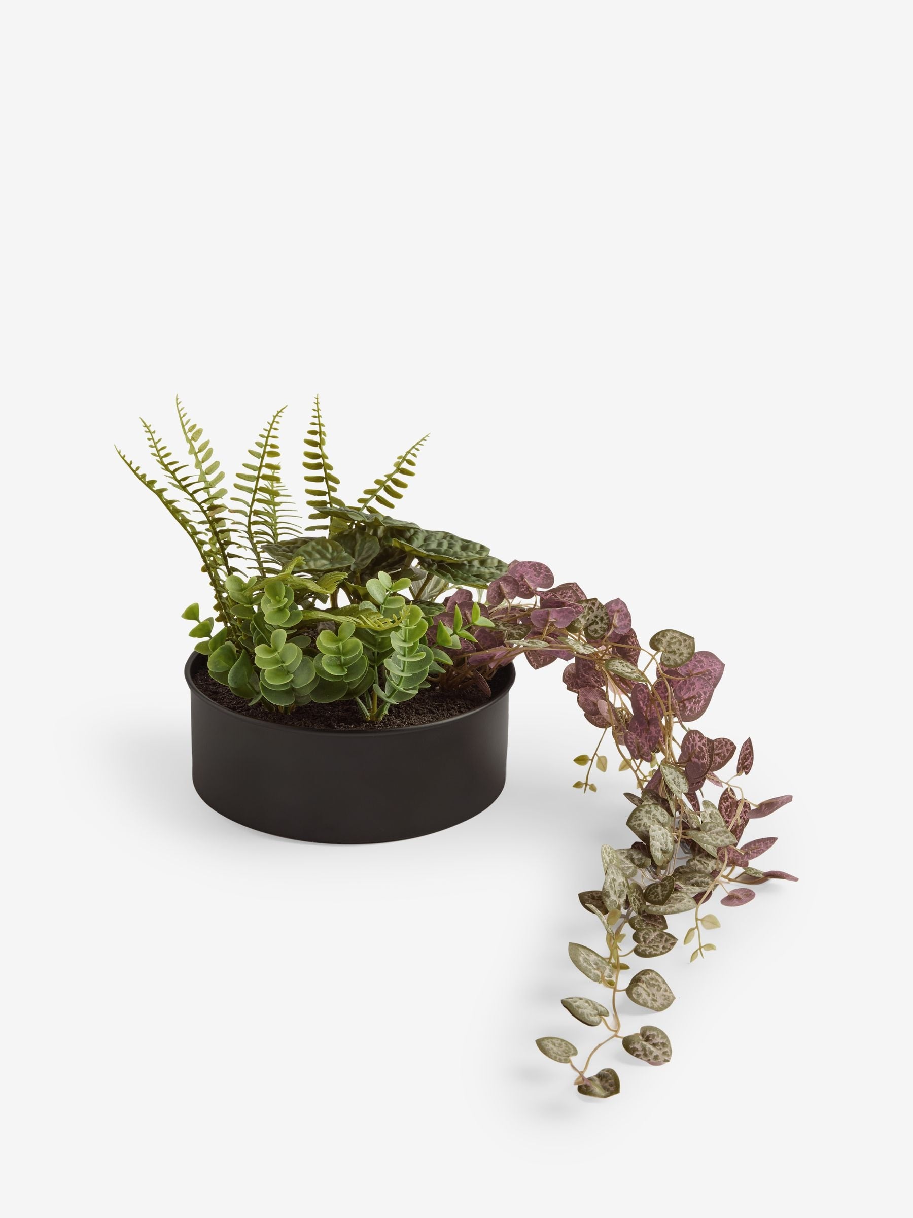 Black artificial plants in 3 tier Bronx wall planter 75cm - British product