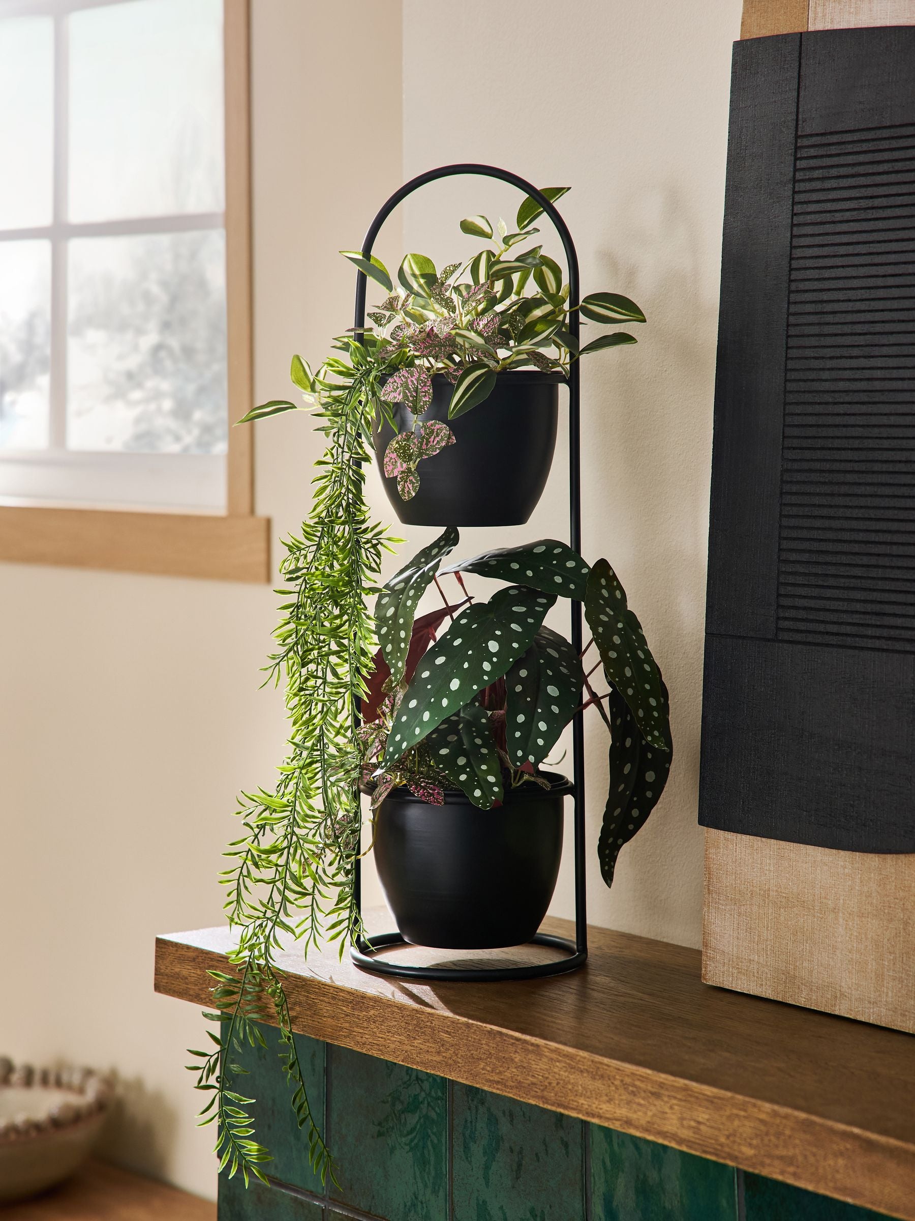 Green Artificial Plants in 3 Large Tier Bronx Planter