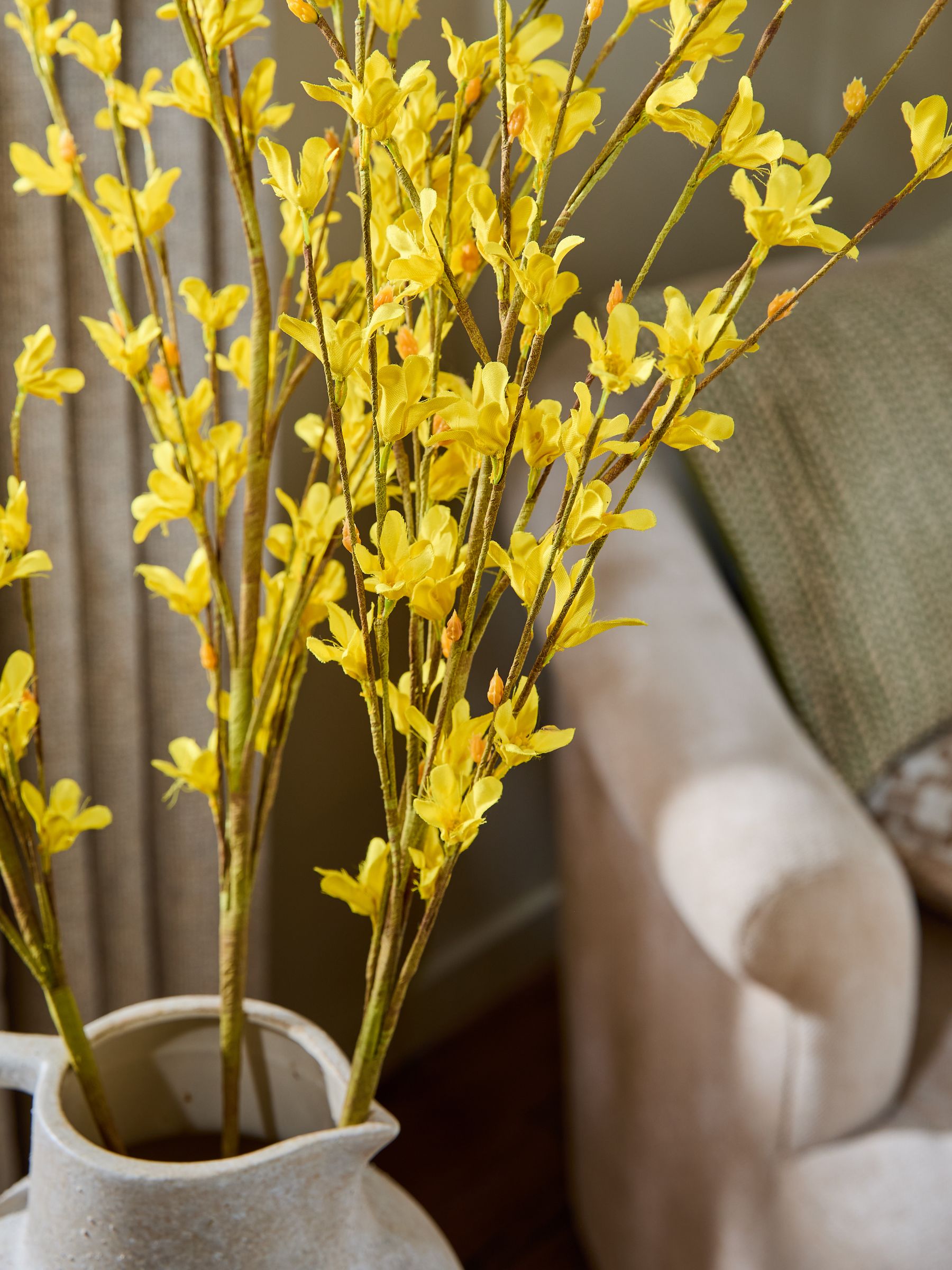 Yellow artificial forsythia stems set of 3, UK version