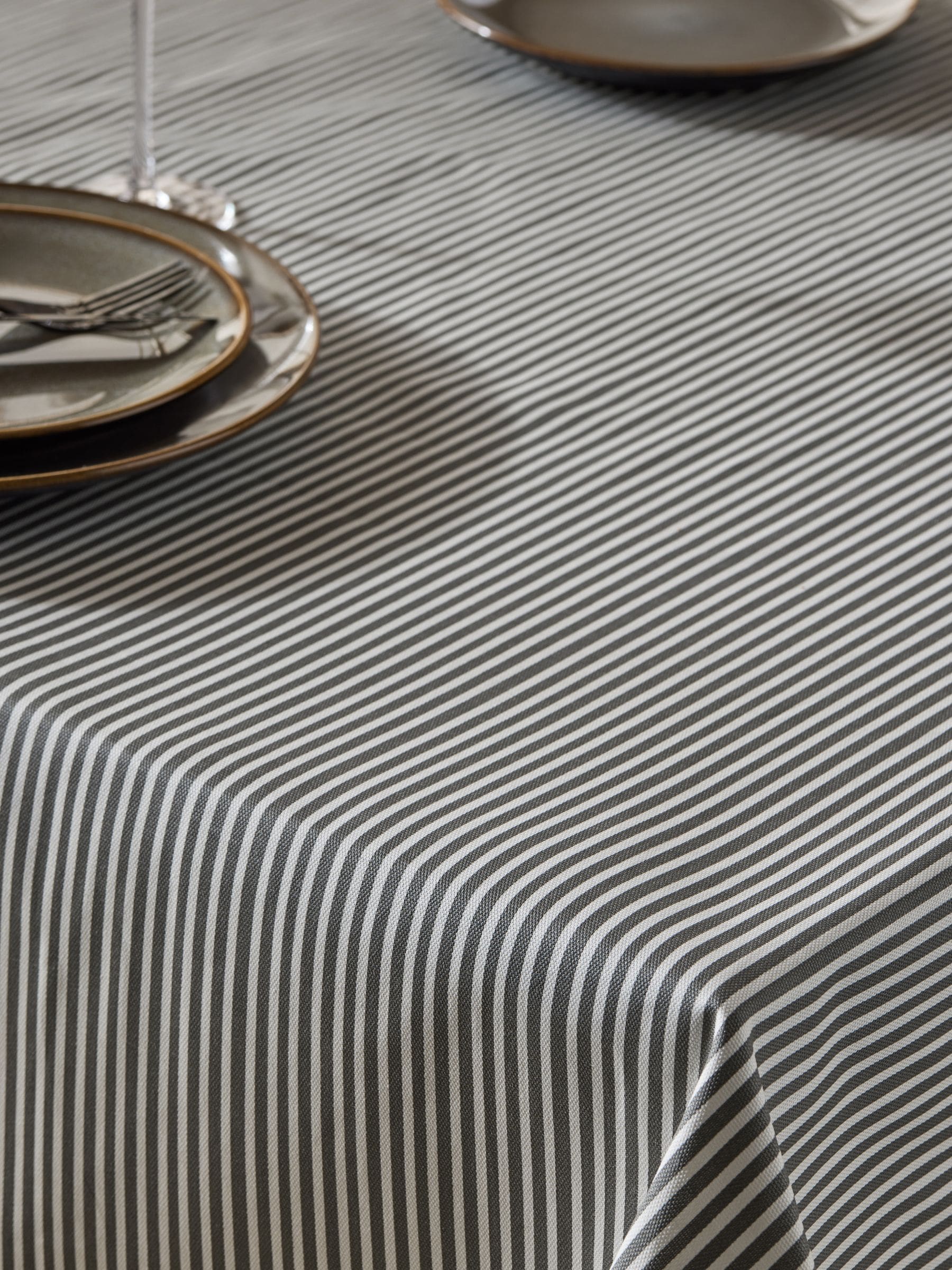 Natural Stripe Wipe Clean Tablecloth