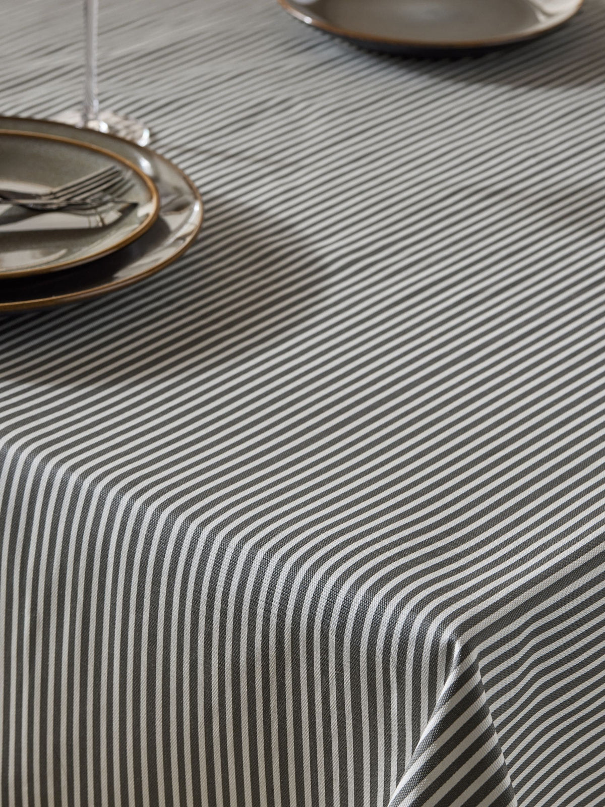 Natural Stripe Wipe Clean Tablecloth