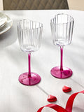 Pink scalloped heart wine glasses set of 2, UK version