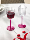 Pink scalloped heart wine glasses set of 2, UK version