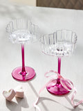 Pink scalloped heart cocktail glasses set of 2, 16.5cm (British brand)