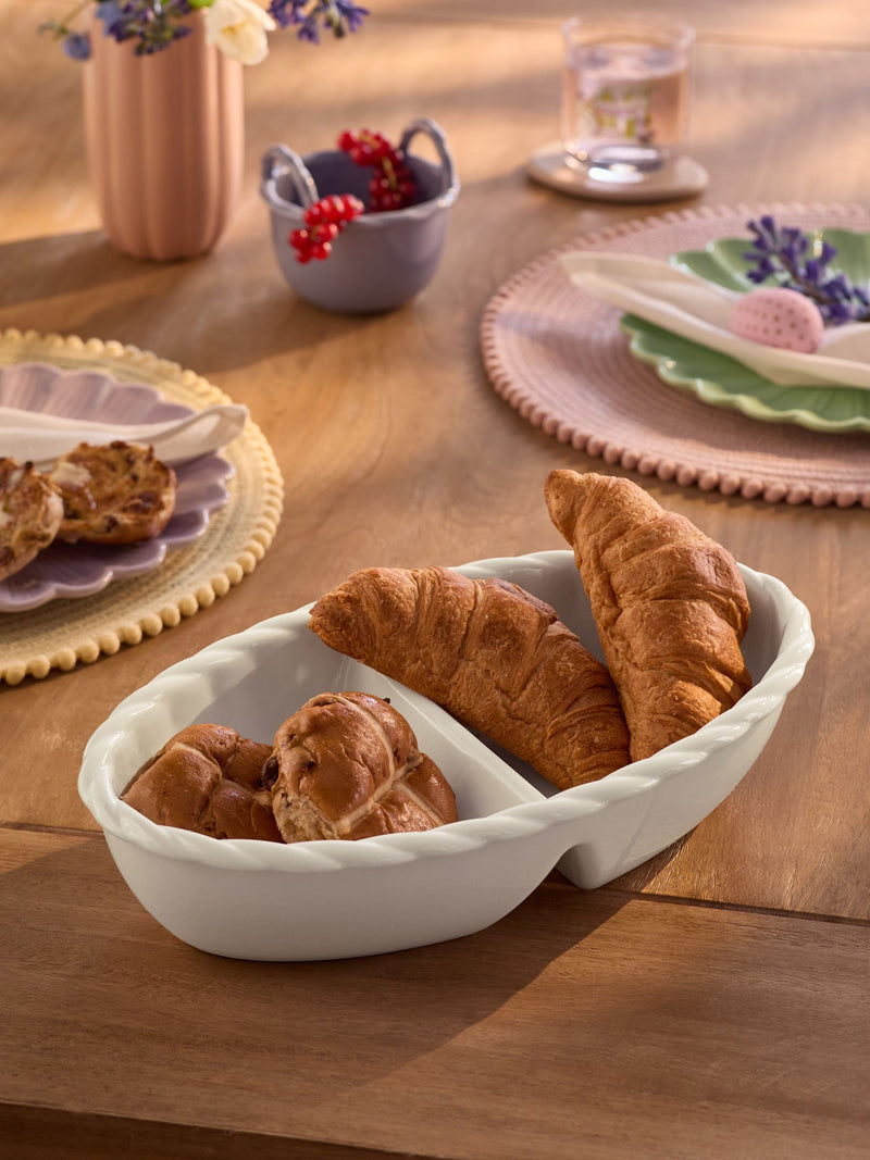 Natural Twist 2 part stoneware serve dish 33cm, imported from the UK