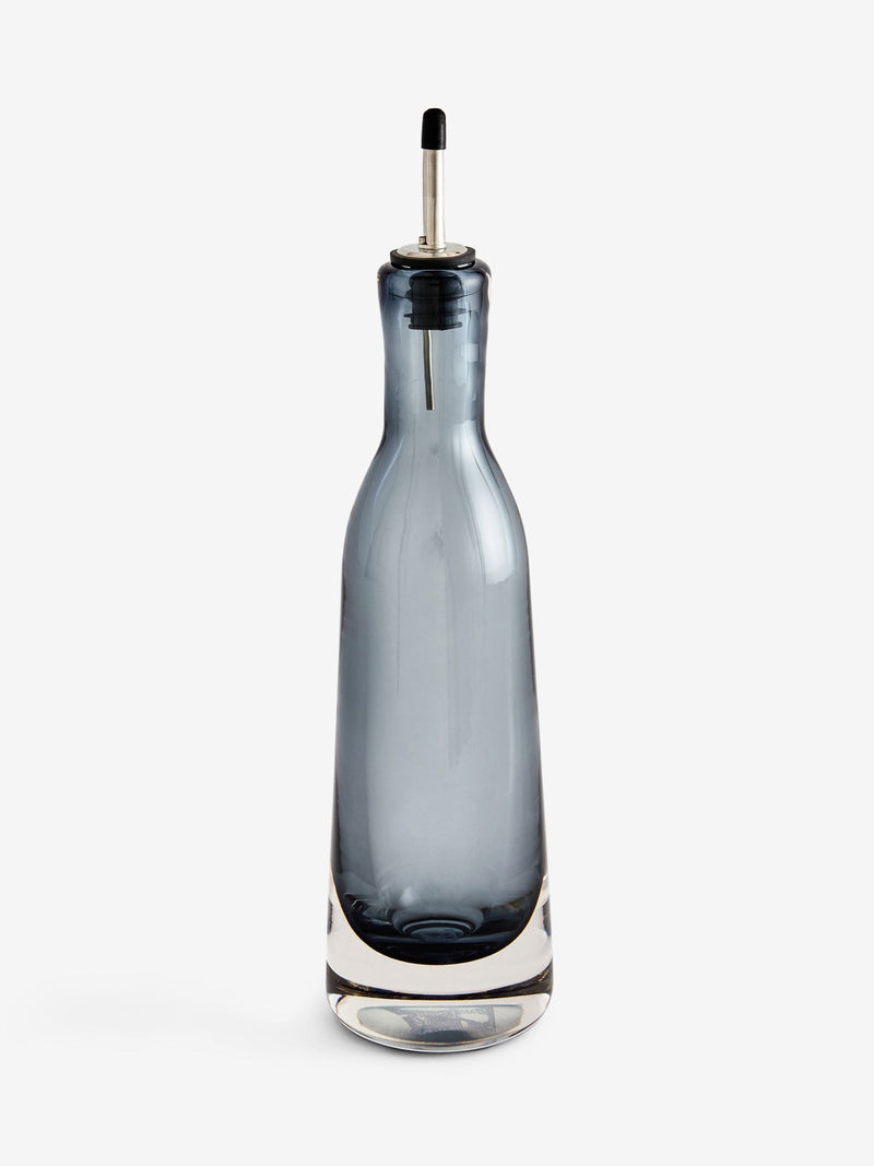 Grey glass N. premium oil bottle handcrafted smoked grey - UK version