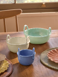 Nesting stoneware nibble bowls set of 3 braided handle, UK version