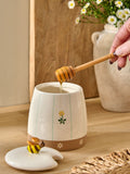 Spring flower wildlife honey pot with wooden spoon, imported from the UK