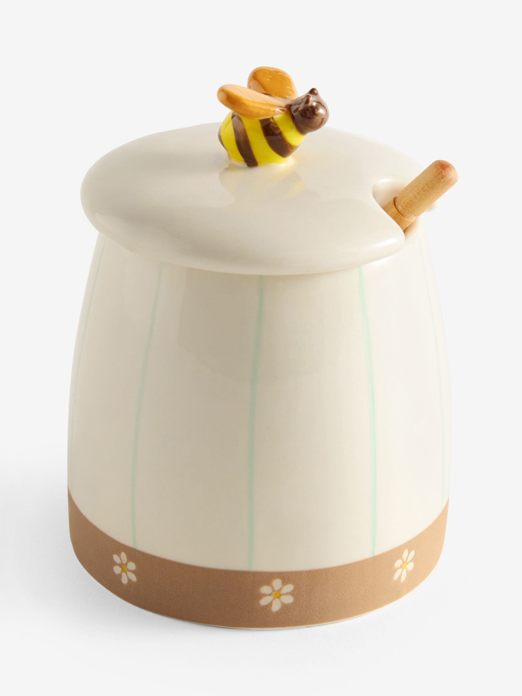 Spring flower wildlife honey pot with wooden spoon, imported from the UK