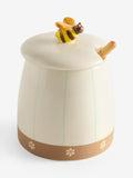 Spring flower wildlife honey pot with wooden spoon, imported from the UK