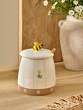 Spring flower wildlife honey pot with wooden spoon, imported from the UK