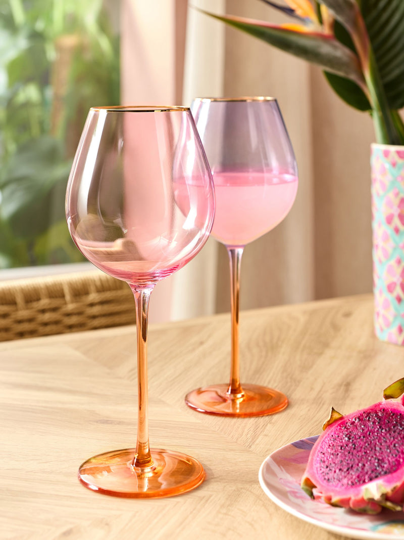 Pink purple tinted wine glasses set of 2, UK version