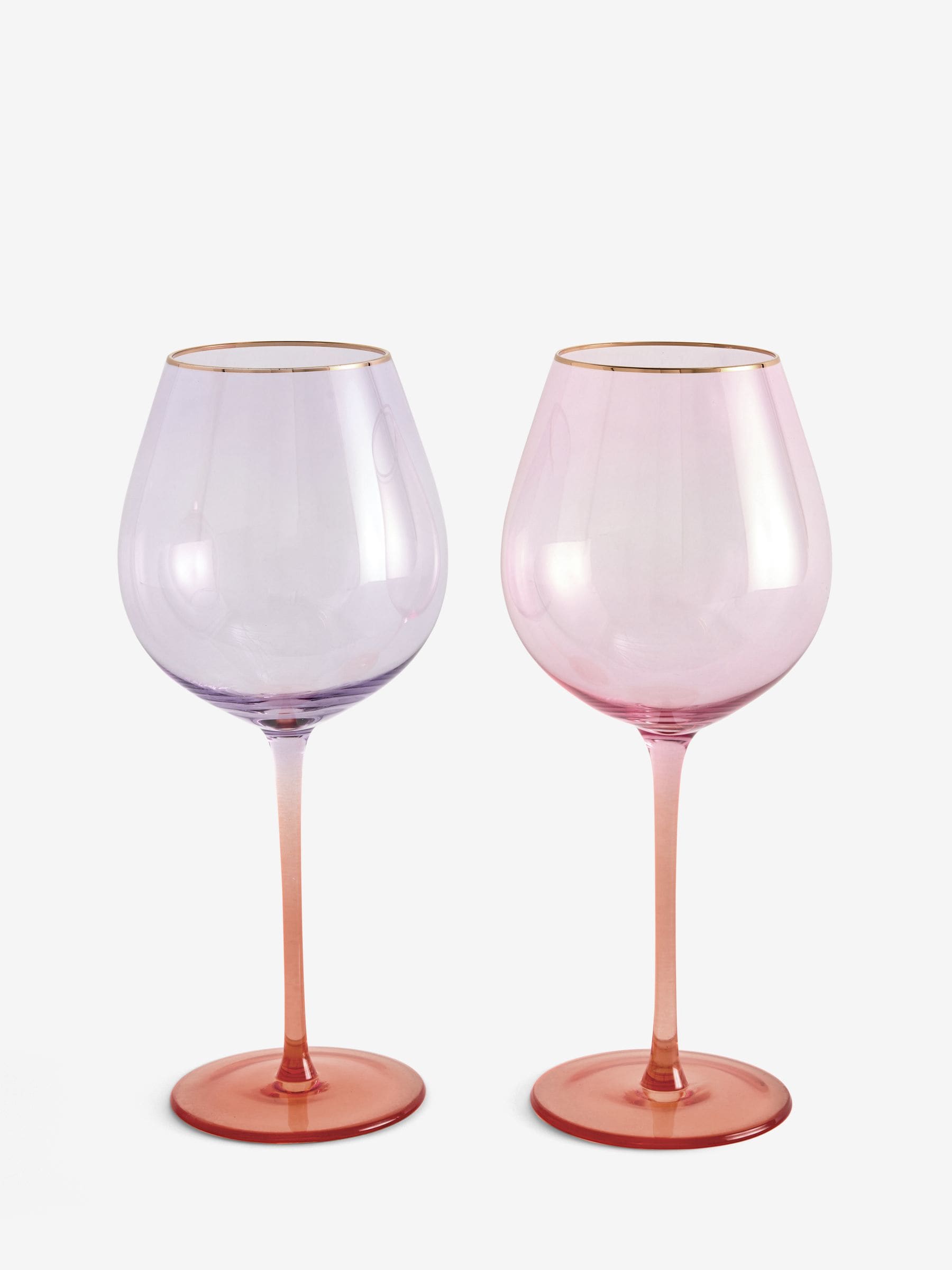 Pink purple tinted wine glasses set of 2, UK version