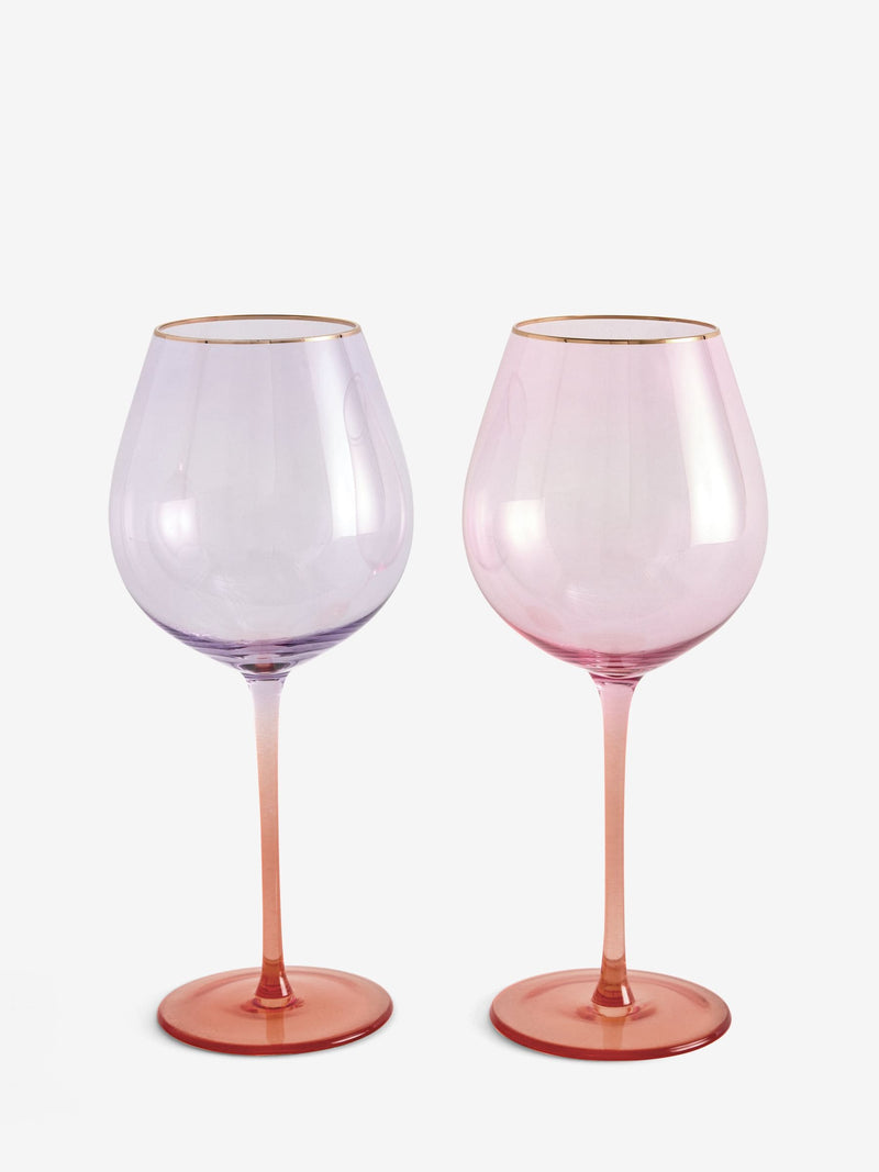 Pink purple tinted wine glasses set of 2, UK version