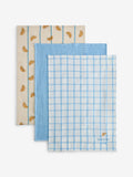 Claude Croissant Club white blue tea towel set, UK version