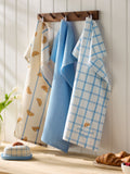 Claude Croissant Club white blue tea towel set, UK version