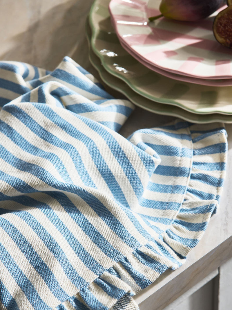 Set of 3 weave tea towels blue green pink, UK version