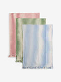 Set of 3 weave tea towels blue green pink, UK version