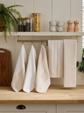 Set of 5 natural weave cotton tea towels, UK version