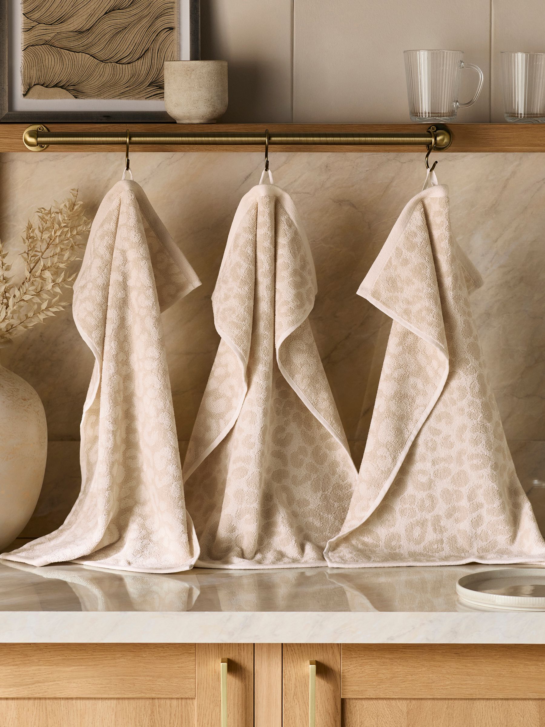 Set of 3 Natural Hamish Patterned Terry Tea Towels