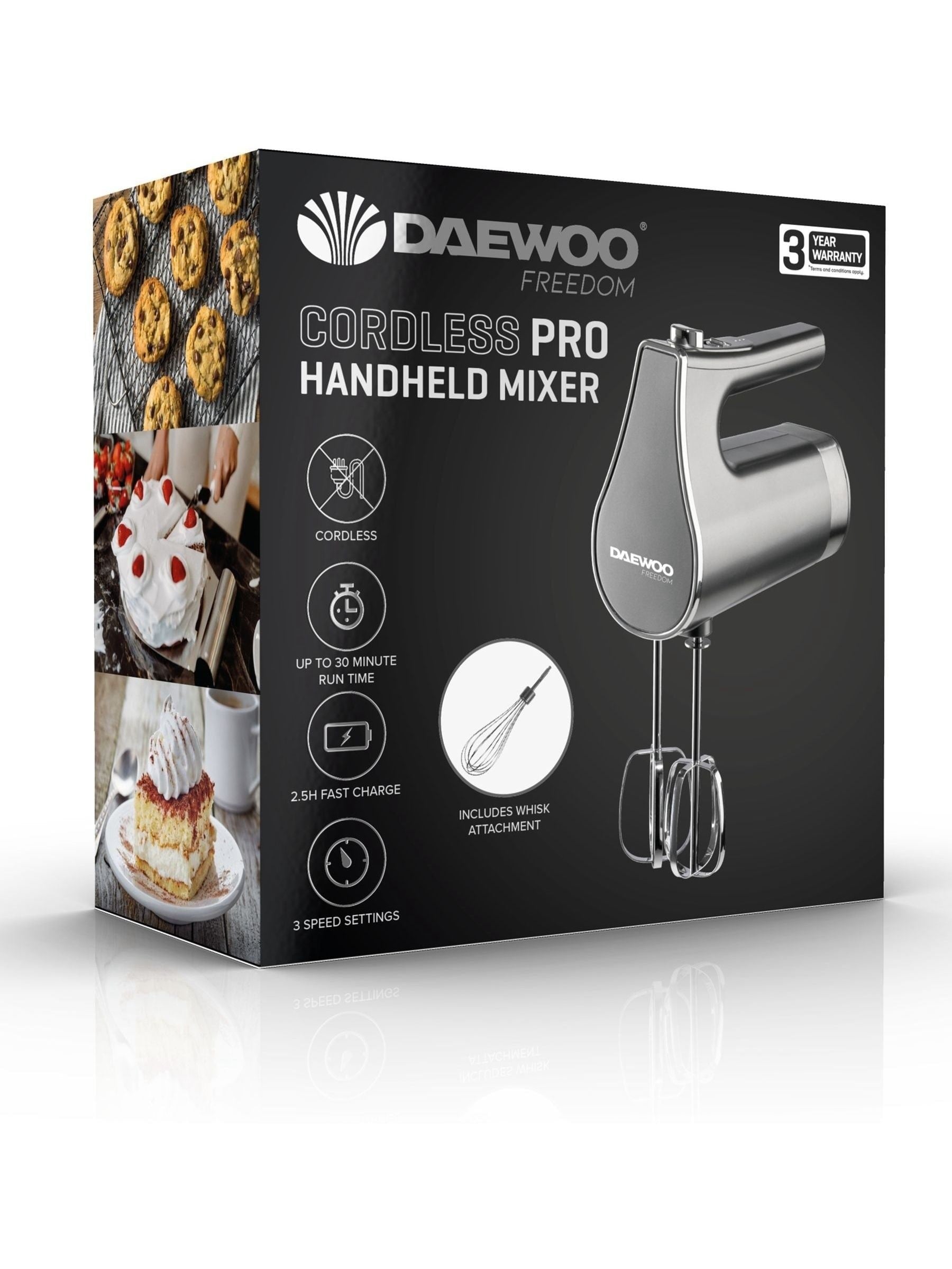 Daewoo Akku-Handmixer, schwarz - Britisches Produkt