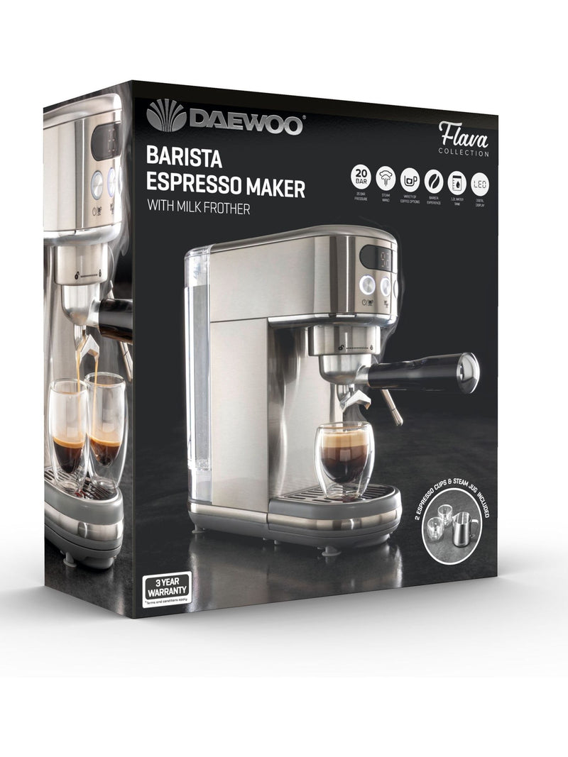 Daewoo Silver 20 Bar Digital Espresso Coffee Maker - British product