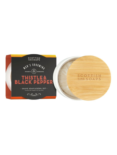 Next Scottish Fine Soaps Thistle & Black Pepper Shave Soap Bowl Set 100g- Buy online at McGrocer