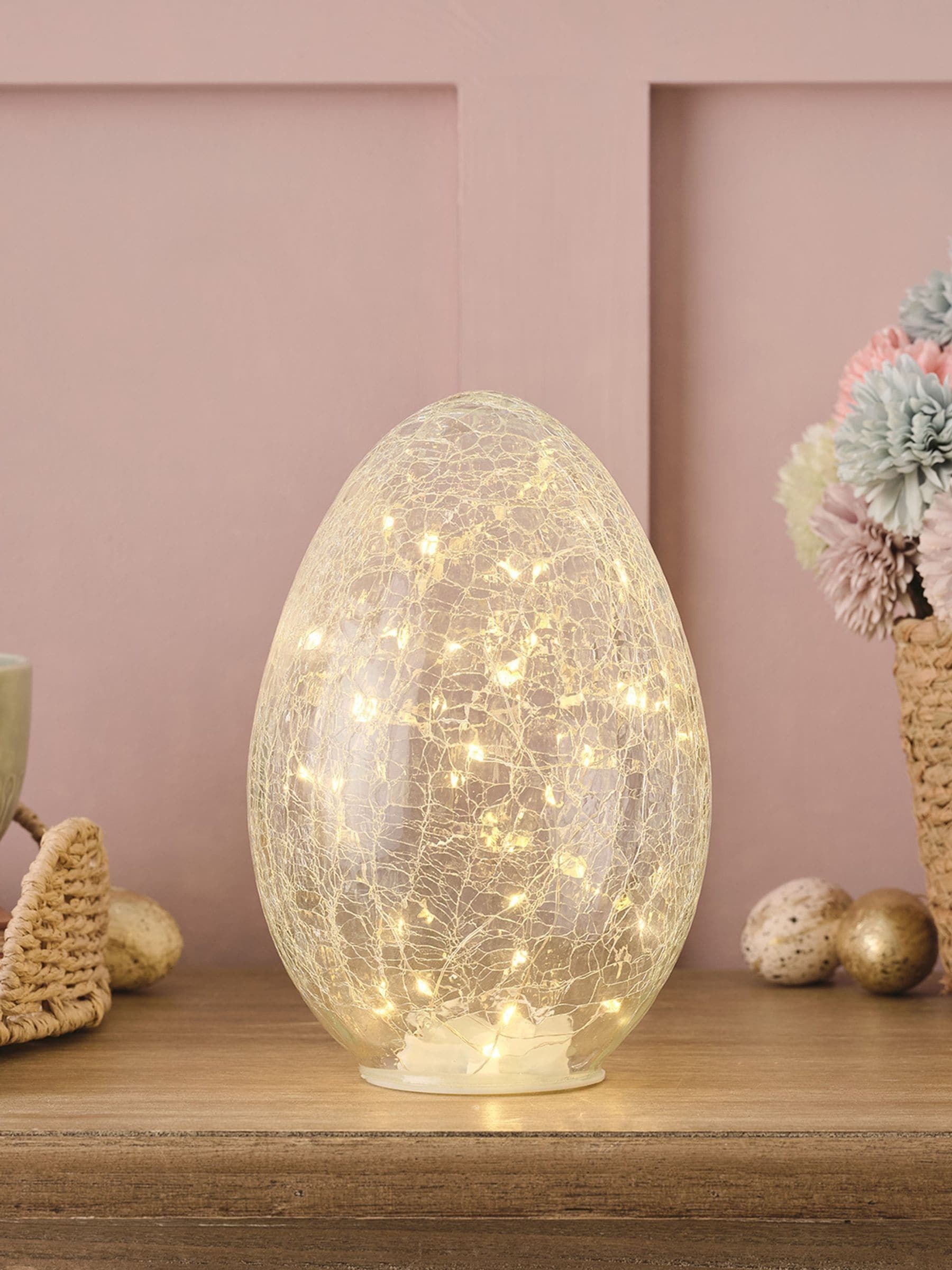 Lights4fun crackle glass egg light 21cm (British brand)