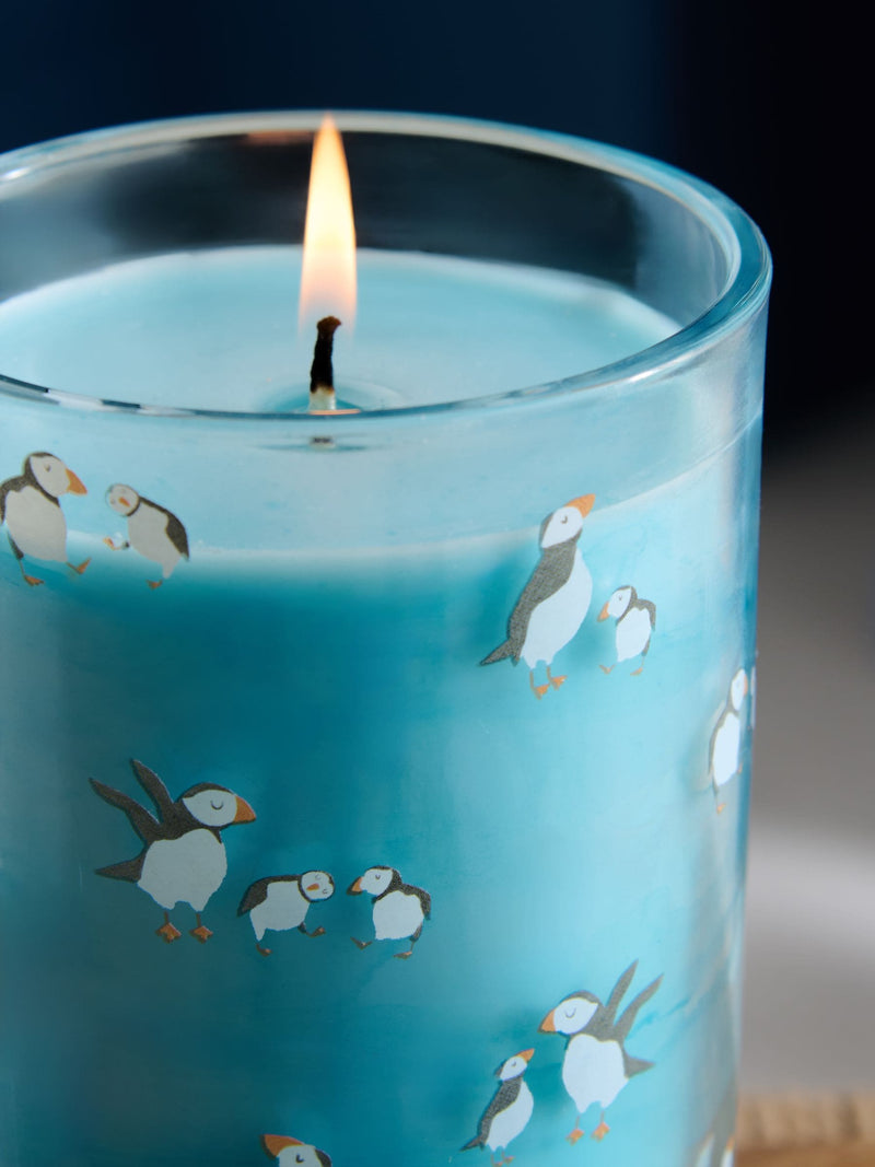 Puffin sea salt citrus pillar candle 15cm - British product