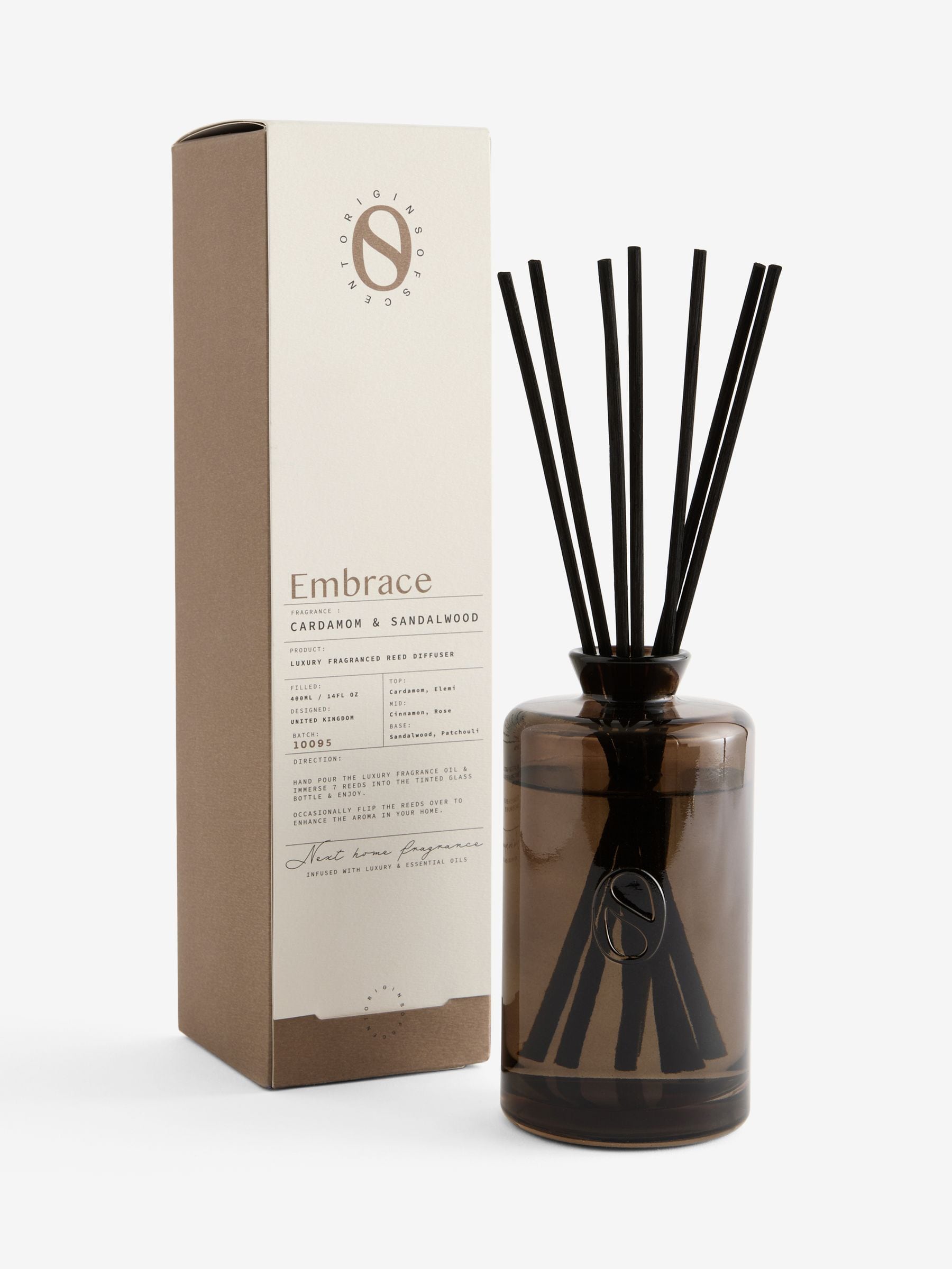 Embrace Brown Cardamom & Sandalwood reed diffuser 400ml, UK version