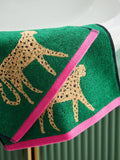 Green cheetah print cotton face cloths set of 2 30cm, UK version