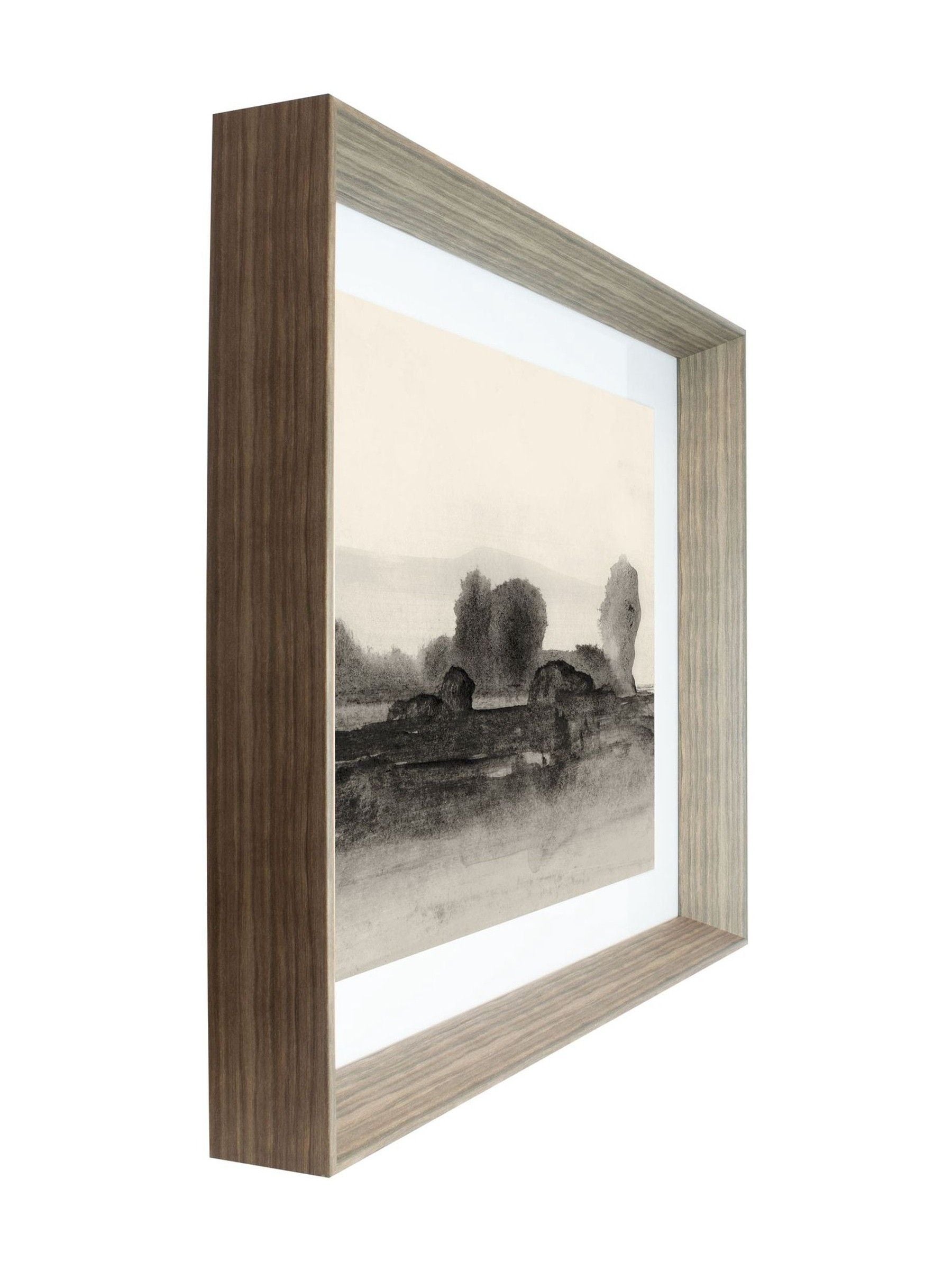 Brookpace Lascelles abstract wall art walnut frame 50x50cm - British product