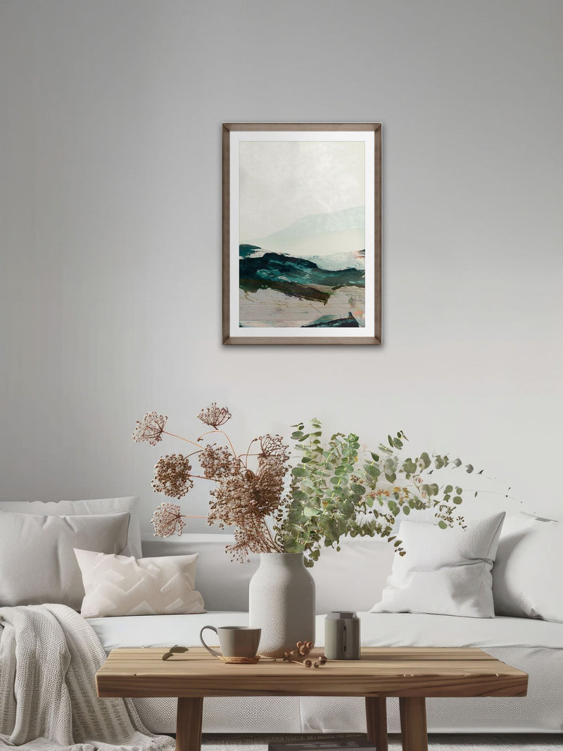 Brookpace Mountain II abstract wall art walnut frame 50x70cm - British product