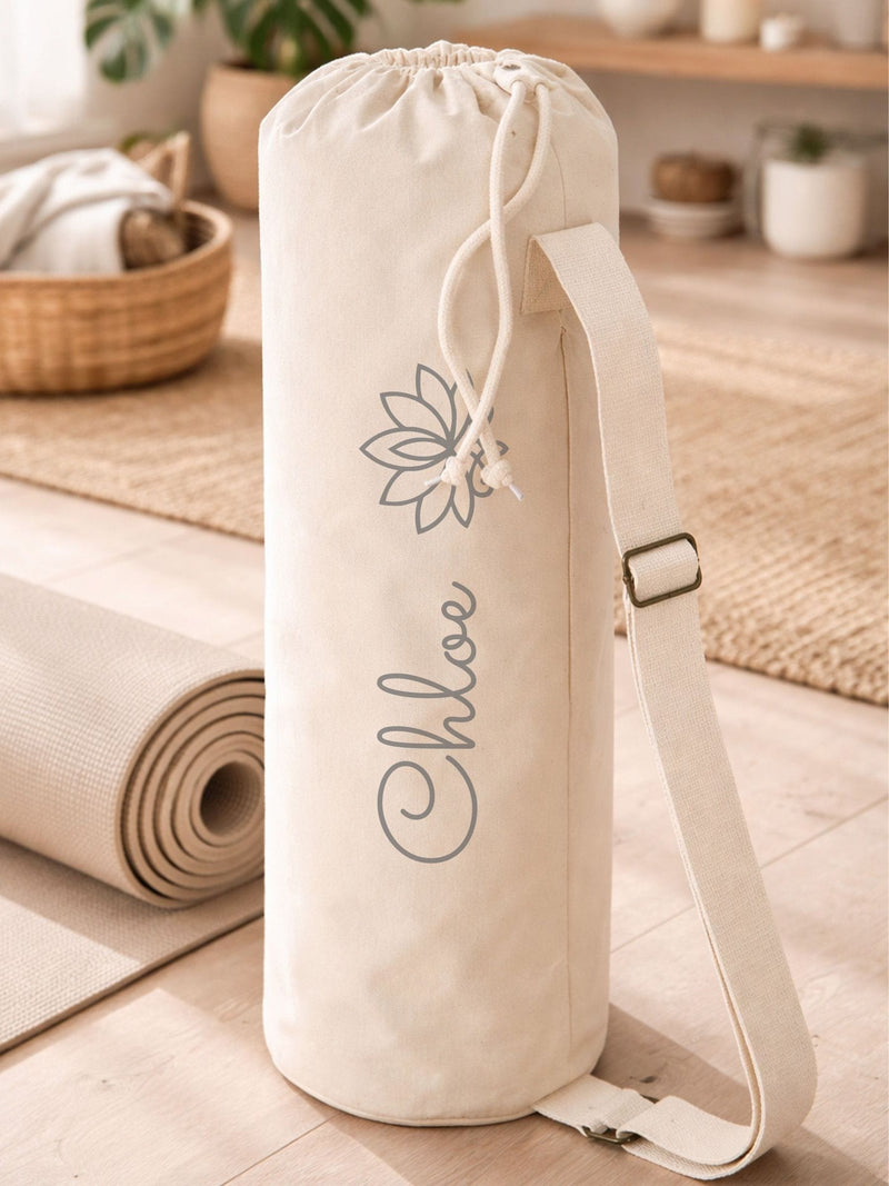 Loveabode lotus flower yoga mat bag, personalised carrier - British product
