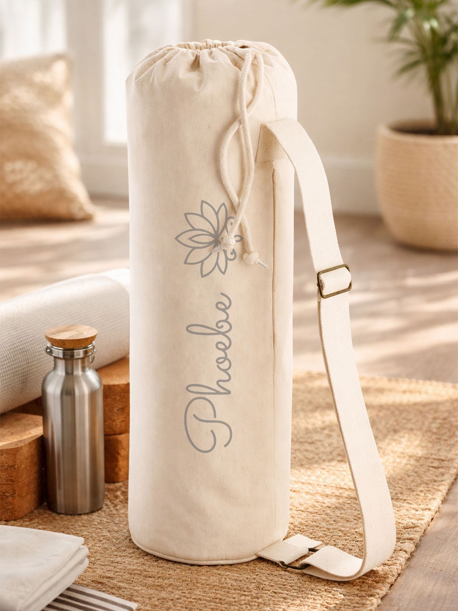 Loveabode lotus flower yoga mat bag, personalised carrier - British product