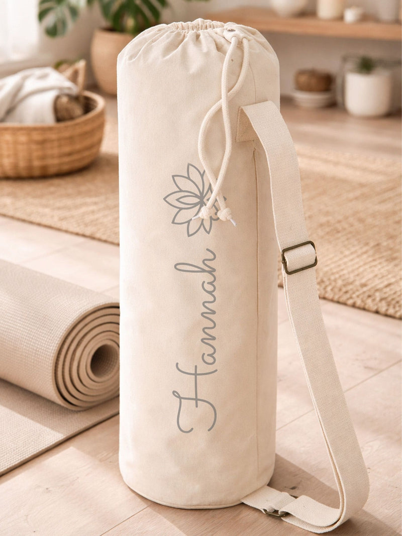 Loveabode lotus flower yoga mat bag, personalised carrier - British product