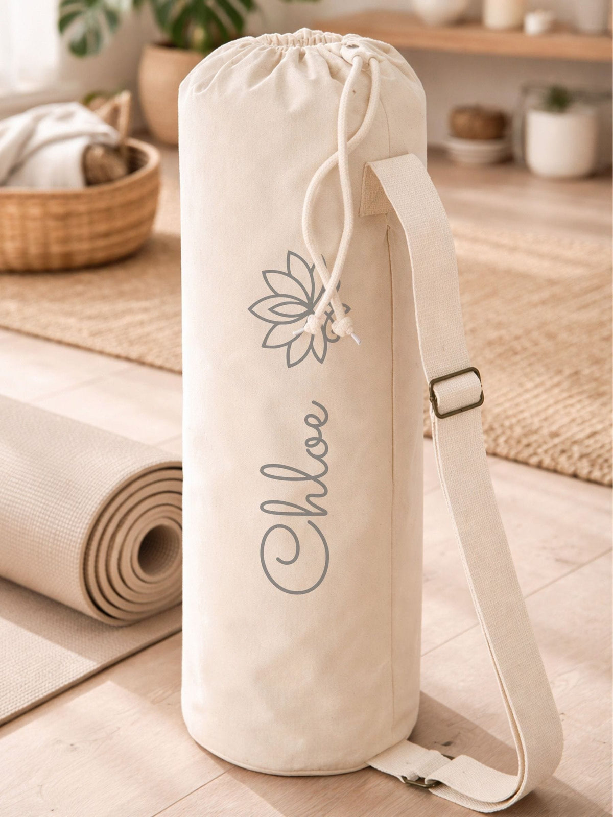 Loveabode lotus flower yoga mat bag, personalised carrier - British product