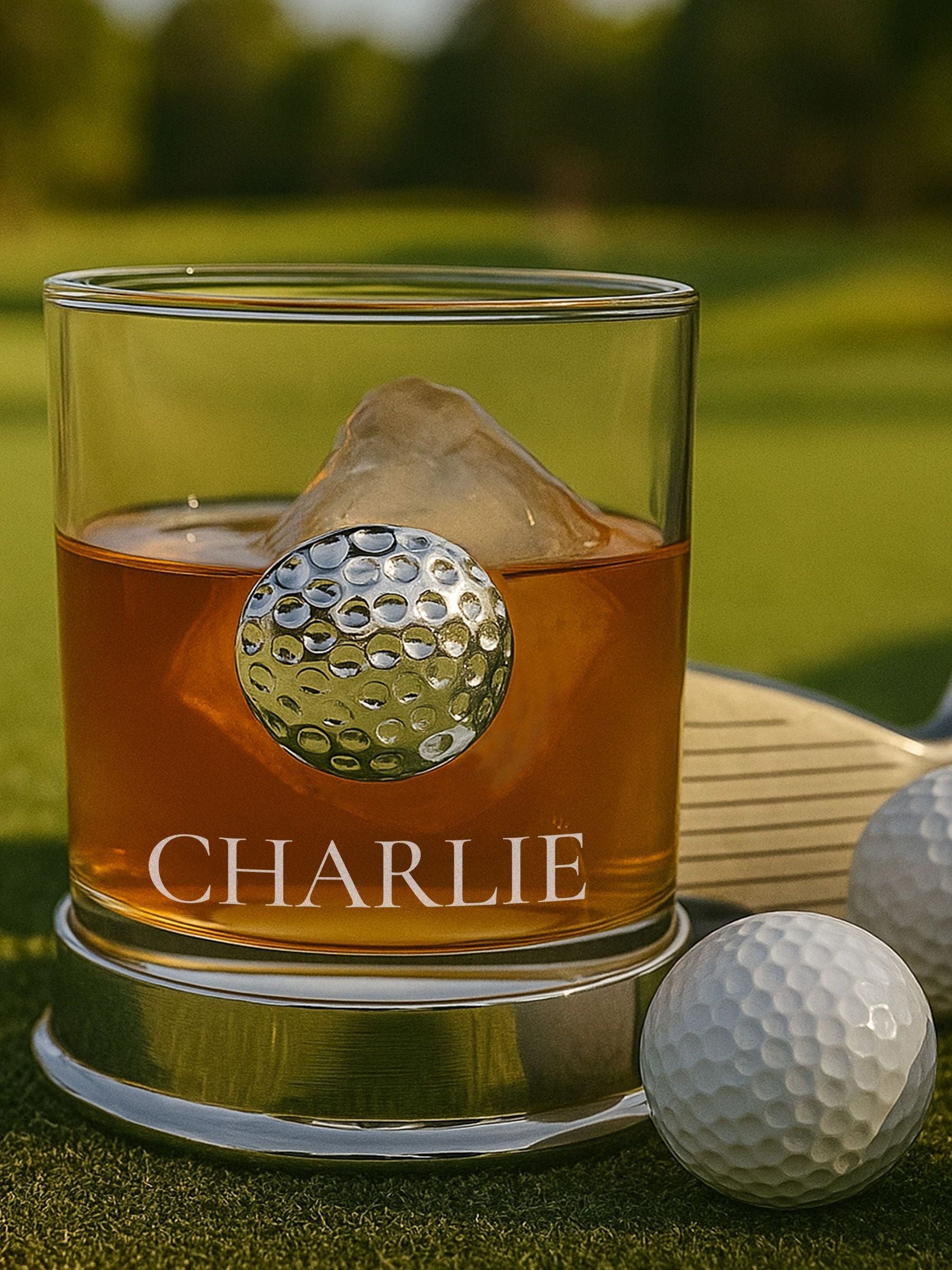 Loveabode whisky glass with metal golf ball, UK version