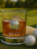 Loveabode whisky glass with metal golf ball, UK version