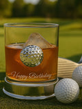 Loveabode whisky glass with metal golf ball, UK version