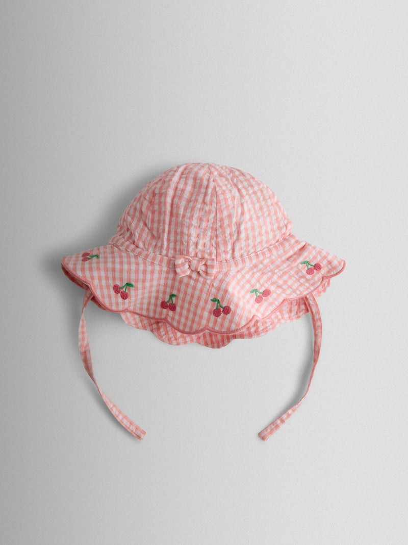 JoJo Maman Bébé Light Pink Cherry Floppy Sun Hat
