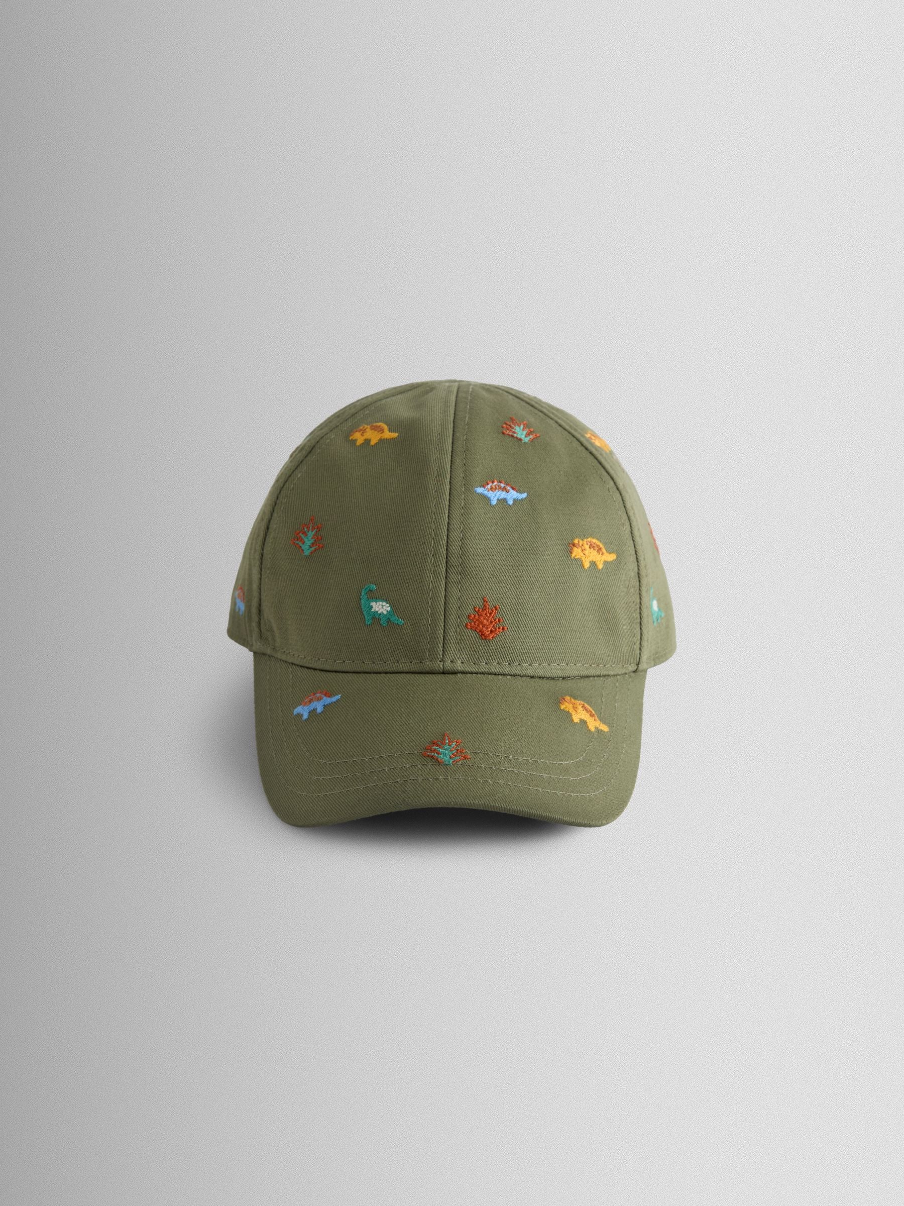 JoJo Maman Bébé khaki green dinosaur embroidered cap (British brand)