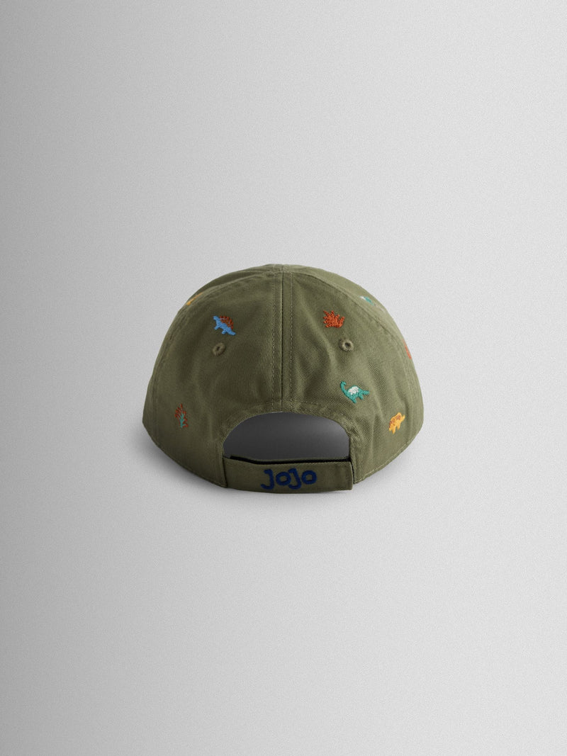 JoJo Maman Bébé khaki green dinosaur embroidered cap (British brand)