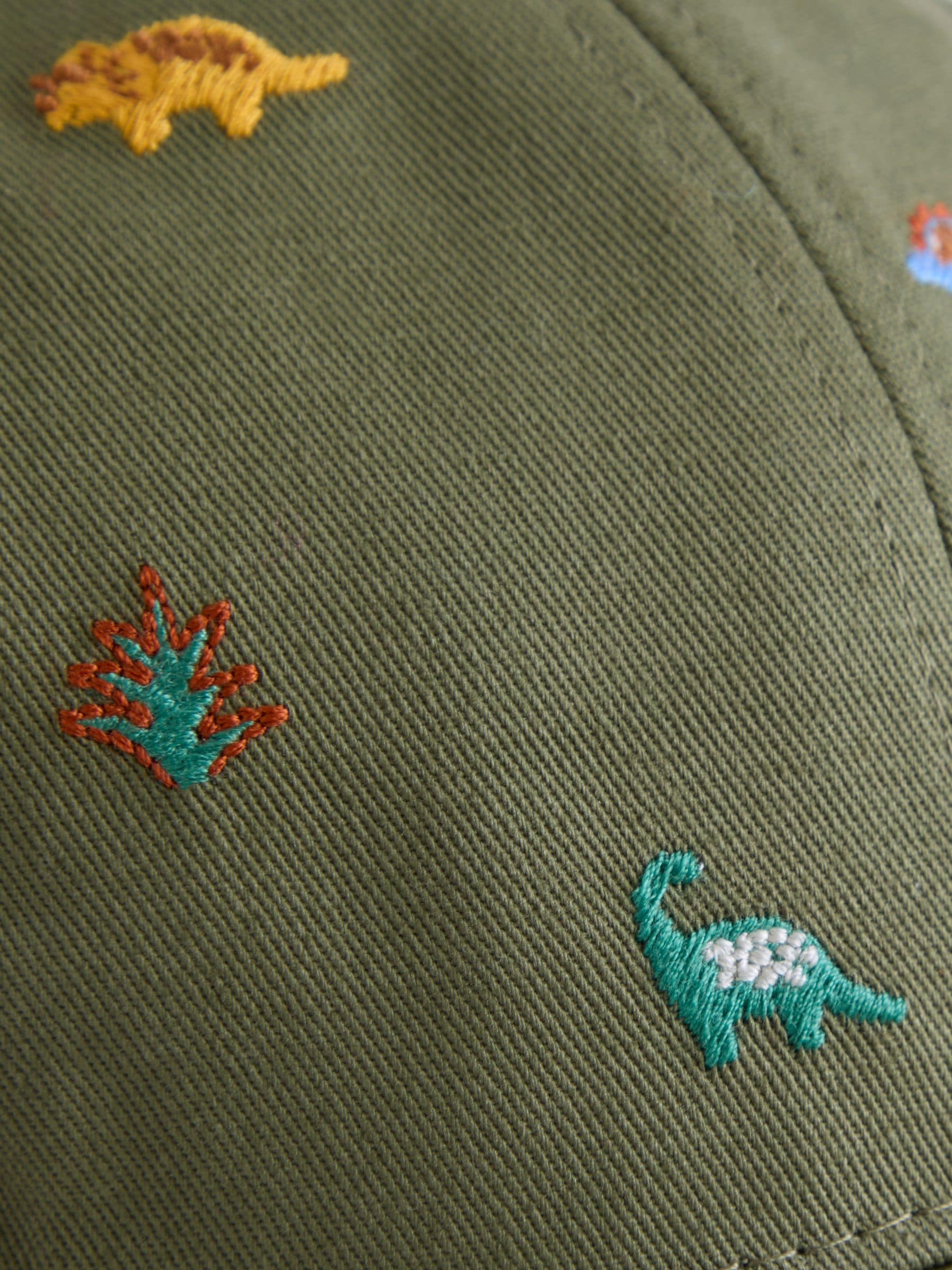 JoJo Maman Bébé khaki green dinosaur embroidered cap (British brand)