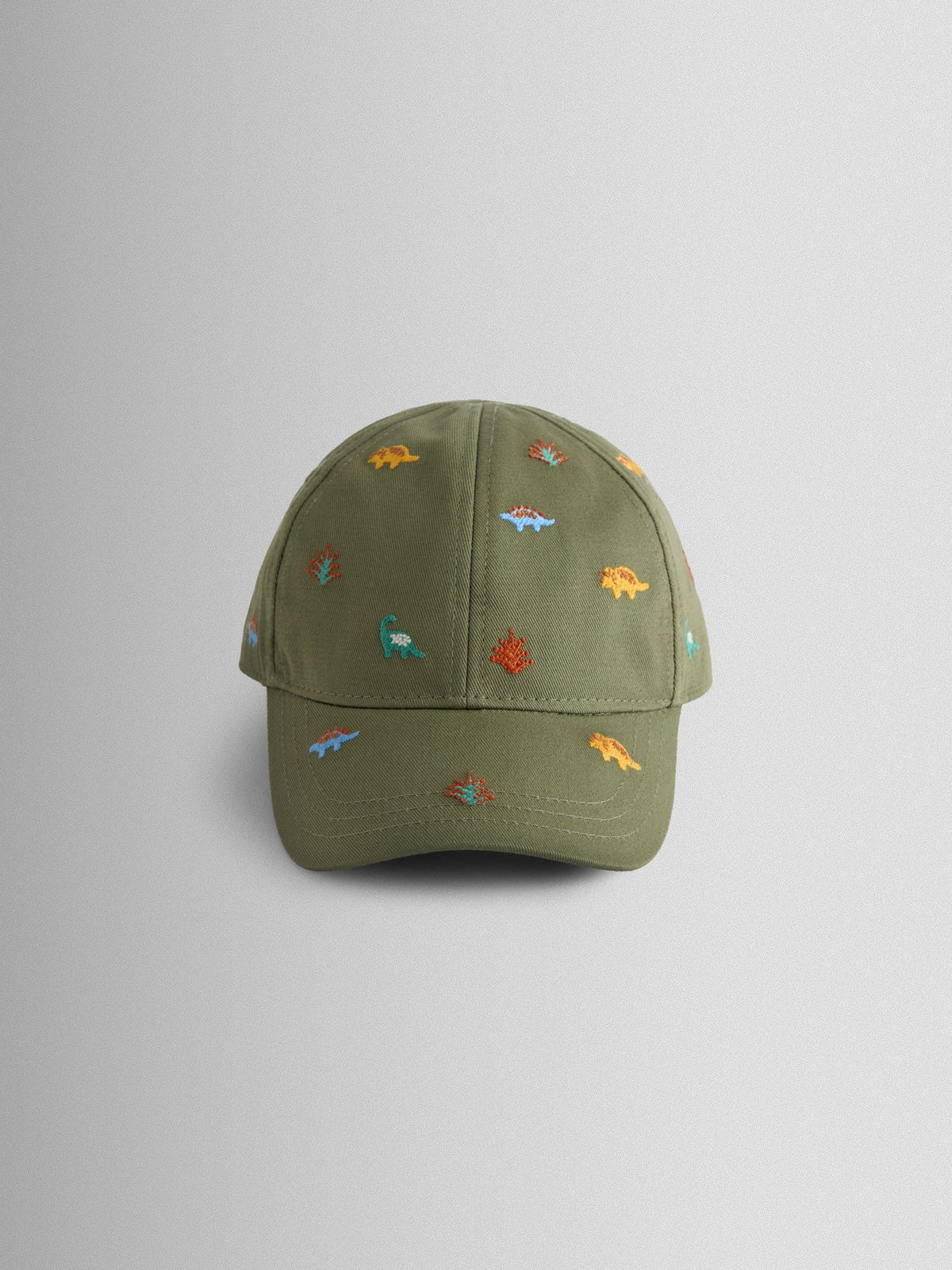 JoJo Maman Bébé khaki green dinosaur embroidered cap (British brand)