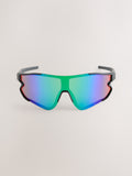Black full visor polarised sport sunglasses, UK version