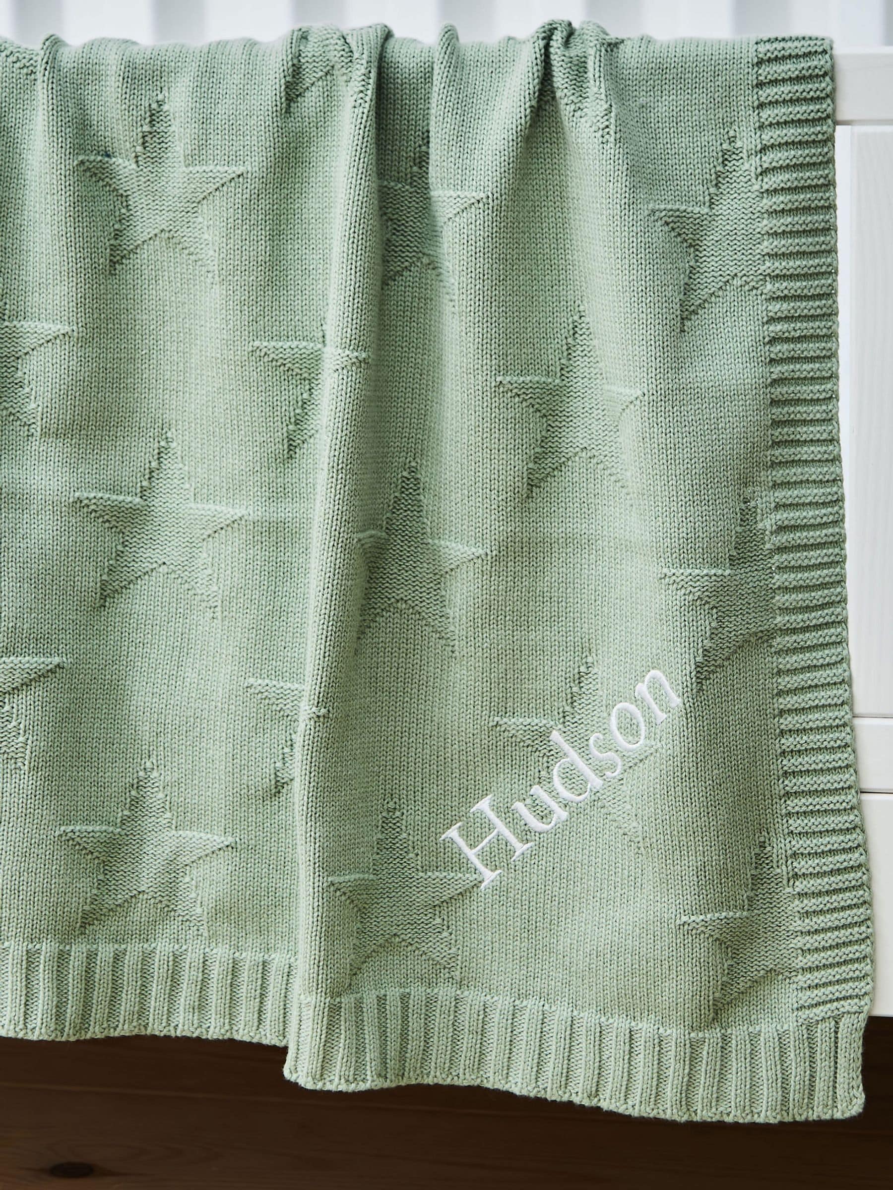 My 1st Years personalised star jacquard blanket sage green - British product