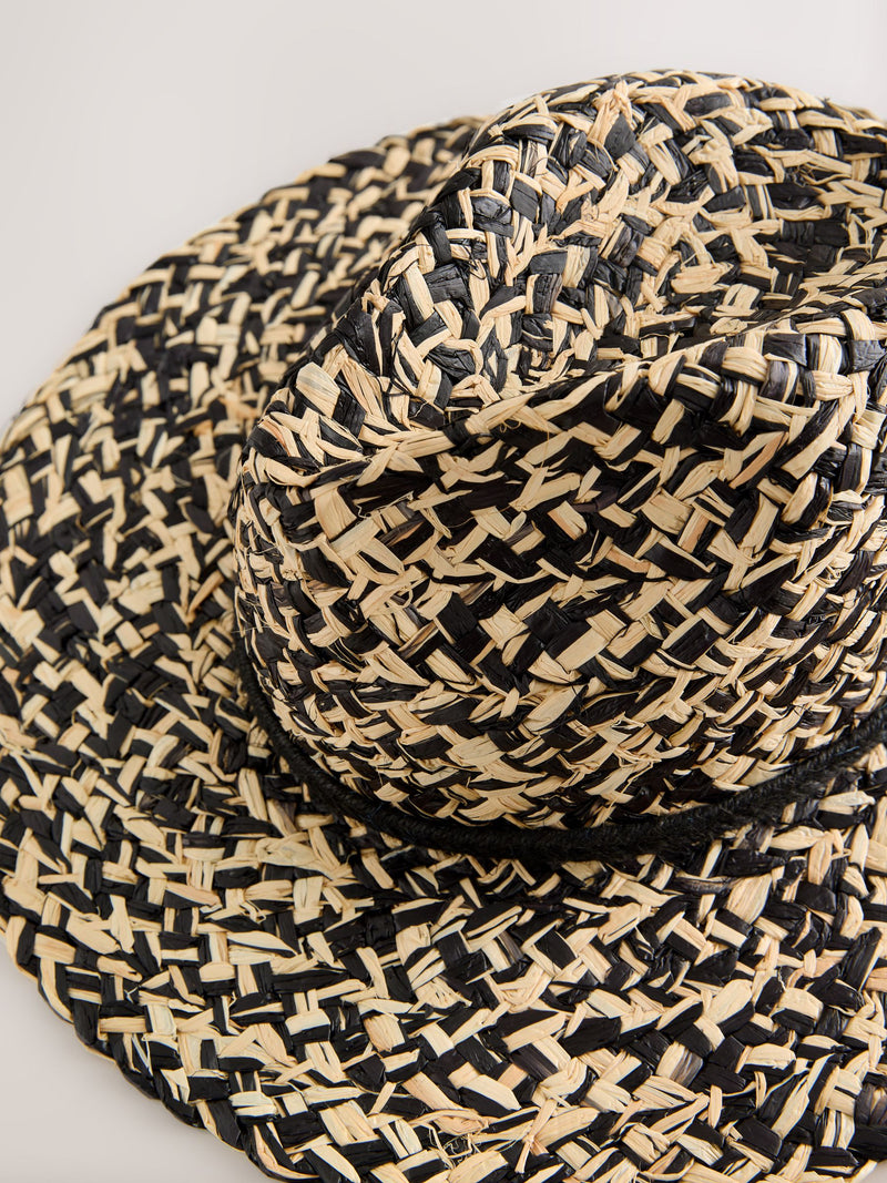 Monochrome twisted straw Panama hat, UK version
